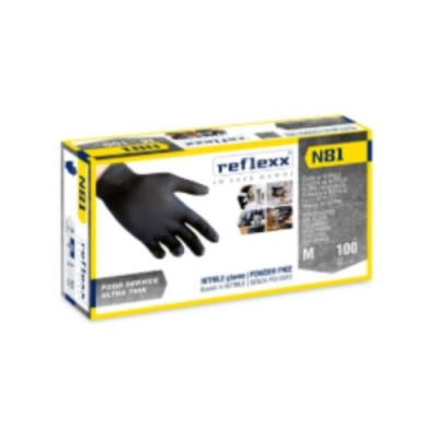 Reflexx N81 MEDIUM 100 pz. Guanti mon. NITRILE SP - NERO