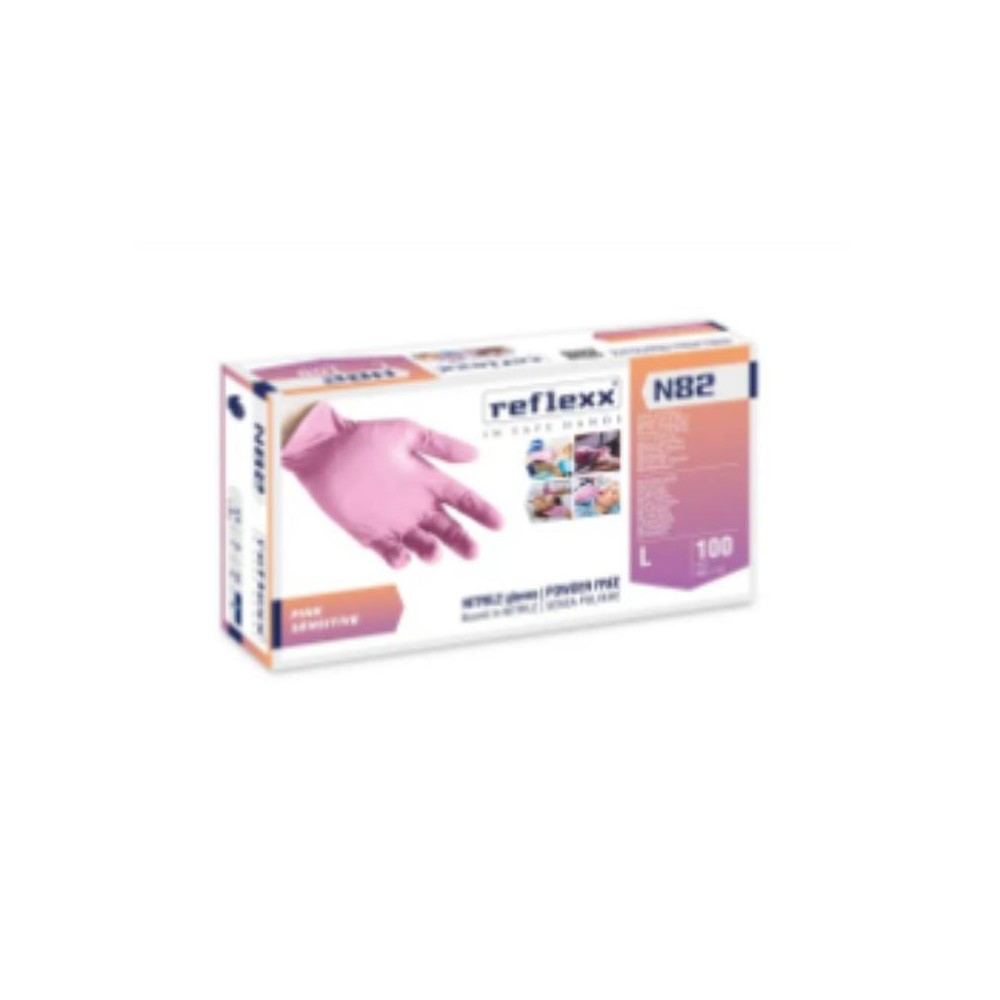 Reflexx N82 SMALL 100 pz. Guanti mon. NITRILE SP - ROSA