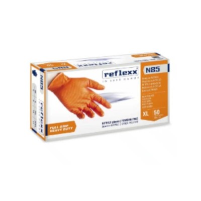 Reflexx N85 ORANGE LARGE 50 pz. Guanti NITRILE Arancione FULL GRIP