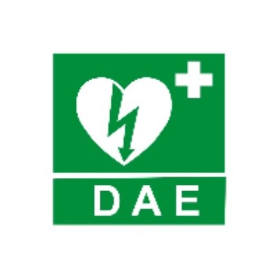 Cartello frontale DAE da muro di segnalazione con indicazione grafica DAE