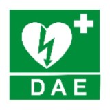 Cartello frontale DAE da muro di segnalazione con indicazione grafica DAE